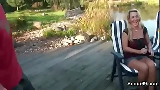 m&period; and StepDaughter Seduce Gardener to Fuck in Threesome